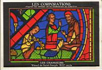 Chartres, Cathedrale, Vitrail de Saint Joseph, les changeurs (XIIIeme)